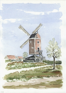964-643 Gezicht op de molen van Sint Annaland.