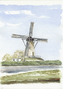 964-647 Gezicht op de molen te Cadzand.