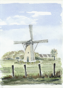964-648 Gezicht op de molen te Zoutelande.