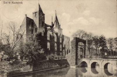 10244 Slot te Haamstede. Het kasteel Witte van Haamstede te Haamstede van opzij gezien met slotgracht en brug