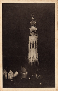 10280 Middelburg - Lange-Jan. Een verlichte Abdijtoren te Middelburg ter gelegenheid van de 50ste verjaardag van ...