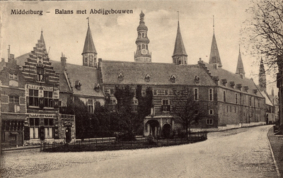 10338 Middelburg - Balans met Abdijgebouwen. Gezicht op de achterzijde van de Abdijgebouwen aan de Balans te Middelburg ...