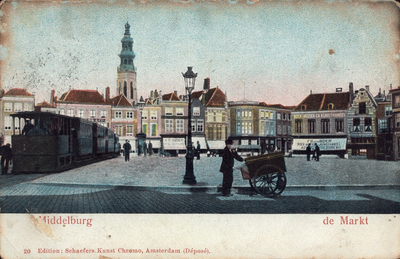 10786 Middelburg de Markt. Gezicht op de Grote Markt te Middelburg met de tram
