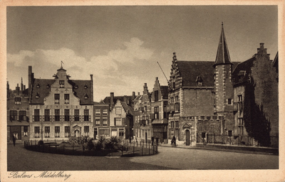 10914 Balans Middelburg. Gezicht op de Balans te Middelburg met fontein, Sint Jorisdoelen en een deel van de Abdijgebouwen