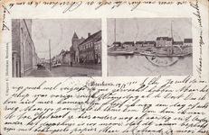 10928 Breskens. Twee afbeeldingen te Breskens: gezicht in de Dorpsstraat en op de haven
