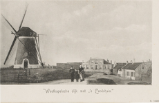 1294 Westkapelsche dijk met 's Landshuis. . Gezicht op de molen Prins Hendrik en 's Landshuis te Westkapelle