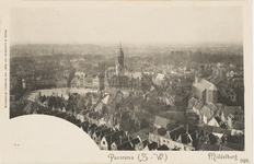 1489 Panorama (Z.- W.) Middelburg. Gezicht vanaf de abdijtoren in de richting van de Markt te Middelburg