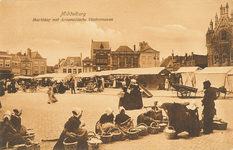 1539 Middelburg Marktdag met Arnemuidsche Vischvrouwen. Visverkoopsters uit Arnemuiden op de Grote Markt te Middelburg