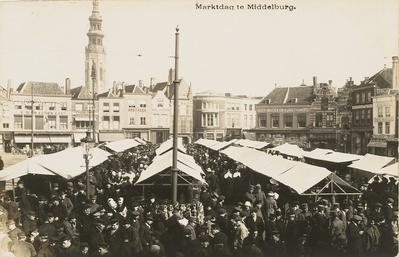 1560 Marktdag te Middelburg. De weekmarkt op de Grote Markt te Middelburg