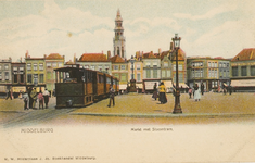 1619 Middelburg Markt met Stoomtram. Gezicht op de Grote Markt te Middelburg, met de tram