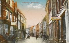 1839 Langedelft Middelburg. Gezicht op de Lange Delft te Middelburg vanaf de Markt in de richting van de Oude Kerkstraat