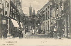1846 Middelburg Langedelft. Gezicht op de Lange Delft te Middelburg, rechts de hoek met de Herenstraat en op de ...