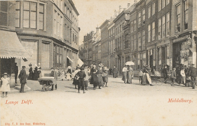 1851 Lange Delft. Middelburg. Gezicht vanaf de Grote Markt op de Lange Delft te Middelburg