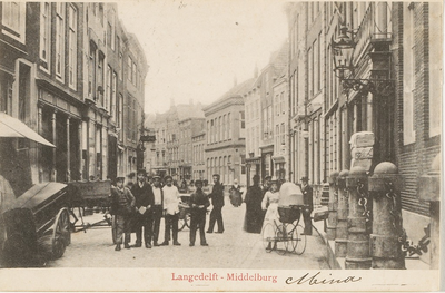 1855 Langedelft - Middelburg. Gezicht vanaf de Grote Markt op het begin van de Lange Delft te Middelburg