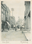 1874 Lange Delft. Middelburg. Gezicht op de Lange Delft te Middelburg met op de achtergrond de Gasthuiskerk