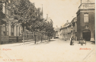 1941 Hofplein. Middelburg. Gezicht op het Hofplein te Middelburg met rechts het gerechtsgebouw