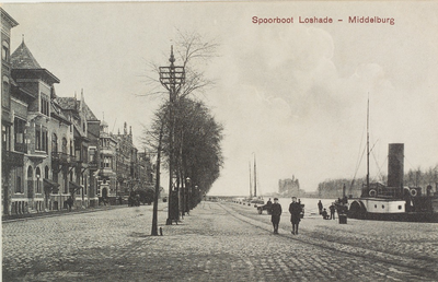 2519 Spoorboot Loshade - Middelburg. Gezicht op de Loskade te Middelburg met aan de kade de spoorboot en in de verte de ...