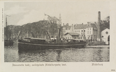 2563 Rouaansche kade: aanlegplaats Middelburgsche boot. Middelburg. Gezicht op de Middelburgse boot en het ...