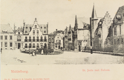 2836 Middelburg. St. Joris met Balans. Gezicht op de Balans te Middelburg met het plantsoen en fontein, de Sint ...