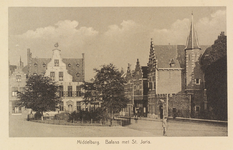 2852 Middelburg. Balans met St. Joris. Gezicht op de Balans te Middelburg met het plantsoen, de Sint Jorisdoelen en een ...
