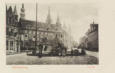 2866 Middelburg Balans. Gezicht op de Balans te Middelburg met een deel van de Abdij, de Balanspoort en een deel van de ...