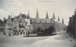 2871 Middelburg Balans met Abdy gebouwen. Gezicht op de Balans te Middelburg met het plantsoen en een deel van de Abdij