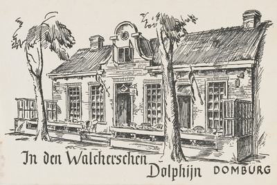 288 In den Walcherschen Dolphijn Domburg. Tekening van de buitenkant van tearoom-bodega In den Walcherschen Dolphijn ...