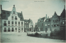 2882 Middelburg Balans met Sint-Joris. Gezicht op de Balans te Middelburg met het plantsoen, fontein en de Sint Jorisdoelen