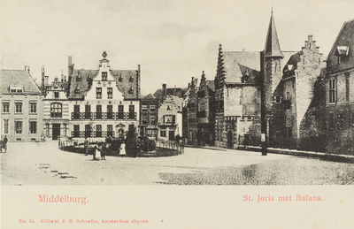 2891 Middelburg. St. Joris met Balans. Gezicht op de Balans te Middelburg met het plantsoen, de Sint Jorisdoelen, een ...