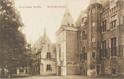 3157 Provinciale Griffie Middelburg. Gezicht op het Abdijplein te Middelburg met een deel van de Provinciale Griffie, ...