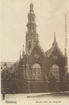 3295 Middelburg Nieuwe Kerk met Langejan. Gezicht op de Nieuwe Kerk en de Abdijtoren aan de Groenmarkt te Middelburg