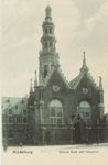 3296 Middelburg Nieuwe Kerk met Langejan. Gezicht op de Nieuwe Kerk en de Abdijtoren aan de Groenmarkt te Middelburg en ...