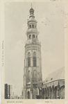 3309 Middelburg Lange Jan. Gezicht op de Abdijtoren en een deel van de Koorkerk te Middelburg