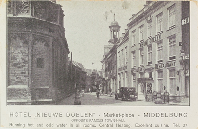 3513 Hotel Nieuwe Doelen Market-place - Middelburg. Gezicht vanaf de Grote Markt in de Lange Noordstraat te Middelburg, ...