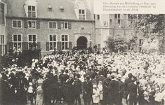3592 Kon. Bezoek aan Middelburg, 12 Sept. 1907 Uitvoering van de Cantatine Welkom en Kleppermarsch in de Abdij. ...