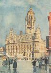 3705 Middelburg. Gezicht op het stadhuis aan de Grote Markt te Middelburg; naar een aquarel van J. Setelik