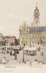 3706 Middelburg Markt met Stadhuis. Gezicht op het, gedeeltelijk in de steigers staande, stadhuis aan de Grote Markt te ...