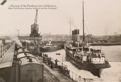 4848 Arrival of the Flushing boat at Folkestone. Royal Mail Service between England and the Continent. De mailboot ...