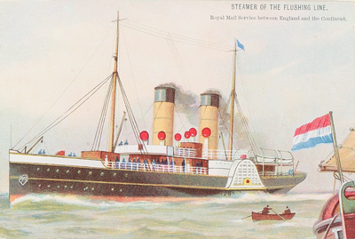 4861 Steamer of the Flushing Line. Een mailboot van Stoomvaart Maatschappij Zeerland. Reproductie van een ...