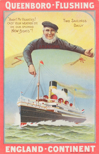4863 De Prinses Juliana , een mailboot van de Stoomvaart Maatschappij Zeerland. Reproductie van een tekening