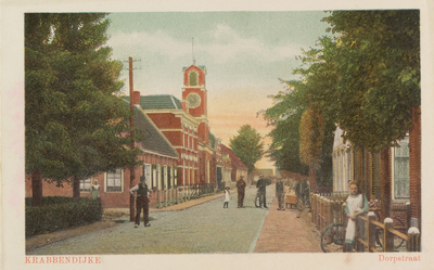 5659 Krabbendijke Dorpstraat. Gezicht op de Dorpsstraat in Krabbendijke, met links het gemeentehuis