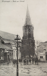 5696 Kruiningen - Kerk en School. Gezicht op de openbare lagere school en de Nederlandse Hervormde kerk en de Brabantse ...