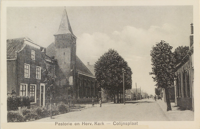 5988 Pastorie en Herv. Kerk - Colijnsplaat. Gezicht op de pastorie en de Nederlandse Hervormde kerk te Colijnsplaat