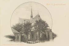 6111 Kerk te Brouwershaven. Gezicht op de Nicolaaskerk te Brouwershaven, met links de christelijke school