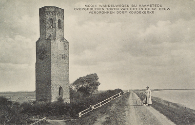 6418 Mooie wandelwegen bij Haamstede Overgebleven toren van het in de 14e eeuw verdronken dorp Koudekerke. Gezicht op ...
