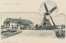 6487 Molen te Noordwelle. Gezicht op de standaardmolen en het bijbehorende molenaarshuis in Noordwelle