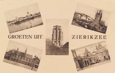 7001 Groeten uit Zierikzee. Gezichten op de Gasthuiskerk, Havendijk, Sint Lievensmonstertoren, de Noord- en ...