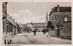 7565 Groenendijk gem. Hontenisse. Gezicht op Groenendijk met op de achtergrond de R.K. kerk