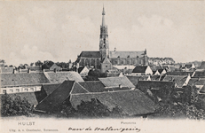 7591 Hulst Panorama. Panorama van Hulst met de St. Willibrorduskerk