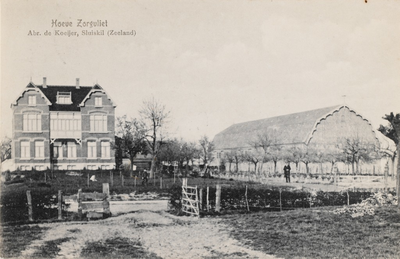 7794 Hoeve Zorgvliet Abr. de Koeijer, Sluiskil (Zeeland). De boerderij, villa met schuur, van Abr. de Koeijer te Sluiskil